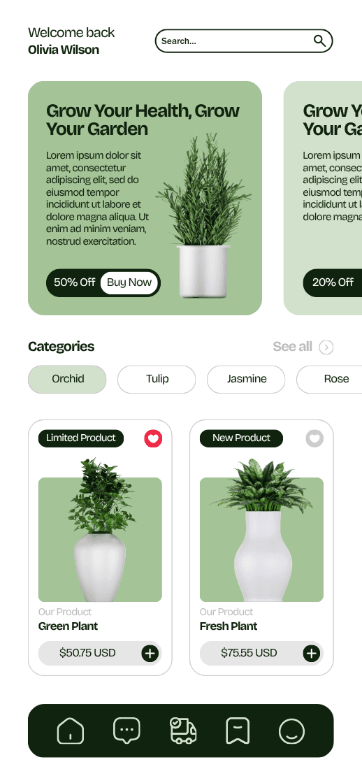 Oliver Plant App UI Design
